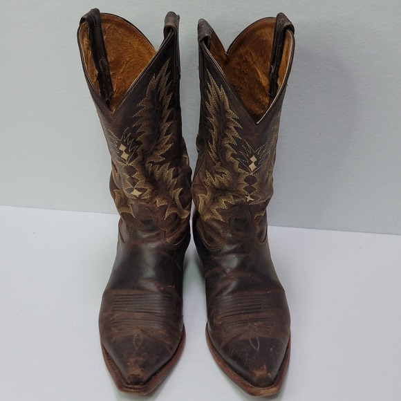 Vintage 90's Tony Lama Cowboy Boots Women's 5 Leather Western Snip Toe USA Made - Picture 6 of 14